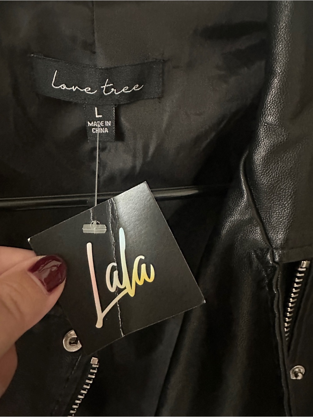 Love Tree Black Faux Leather Biker Jacket